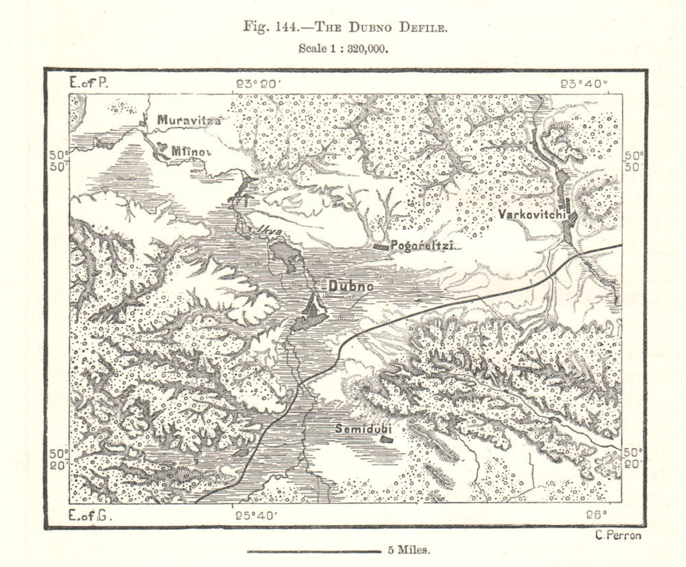 The Dubno Defile. Varkovychi. Ukraine. Sketch map 1885 old antique chart